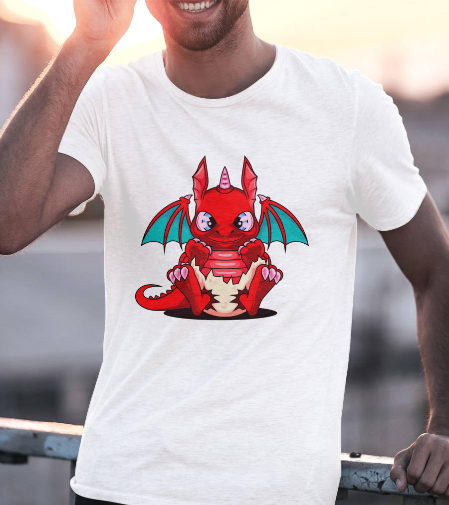 Red Cute Dragon Demon Fantasy Creature T-Shirt