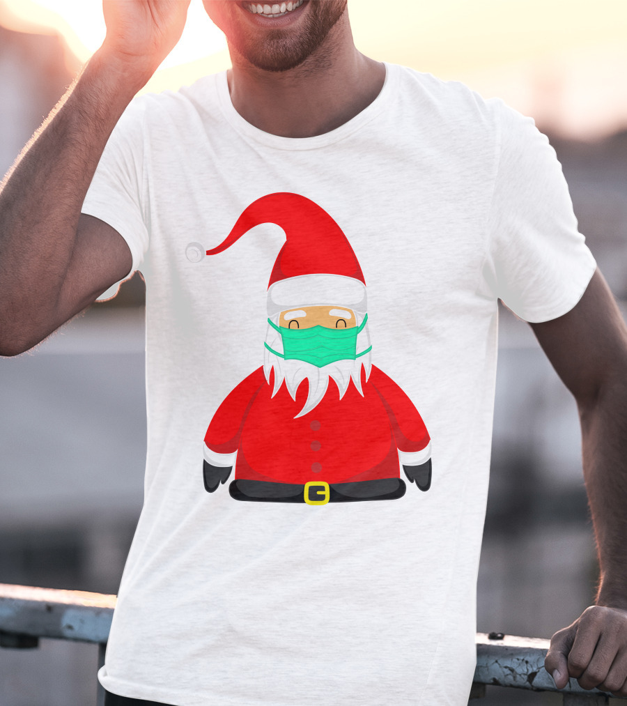 Santa Claus Wearing Green Face Mask T-Shirt