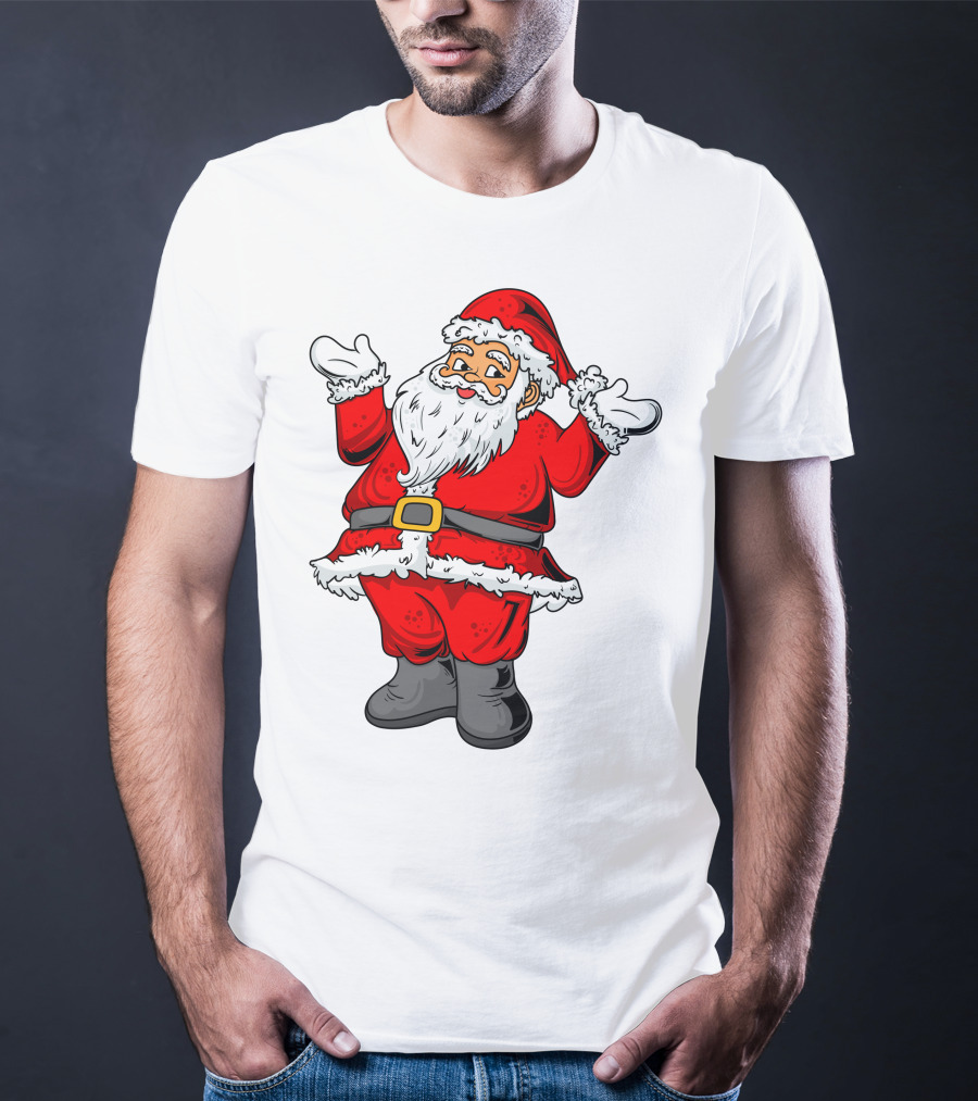 Funny Santa Claus Hands Up In Classic Red Suit T-Shirt