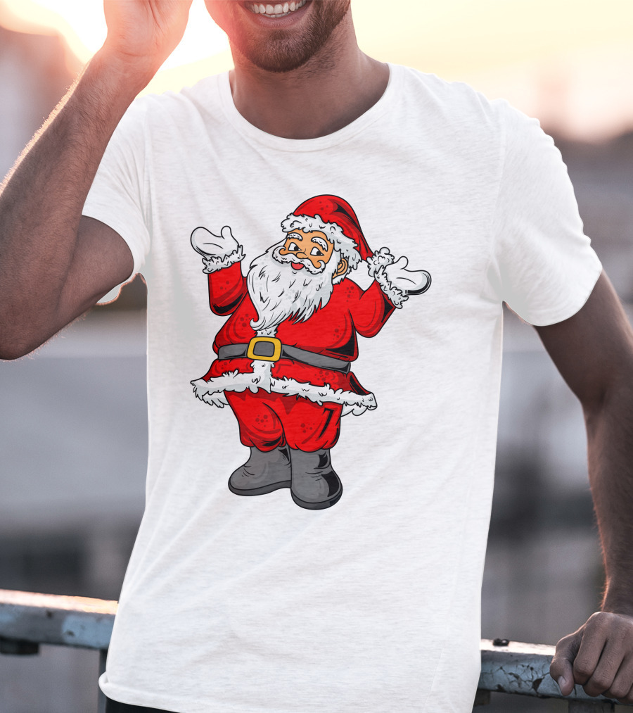 Funny Santa Claus Hands Up In Classic Red Suit T-Shirt