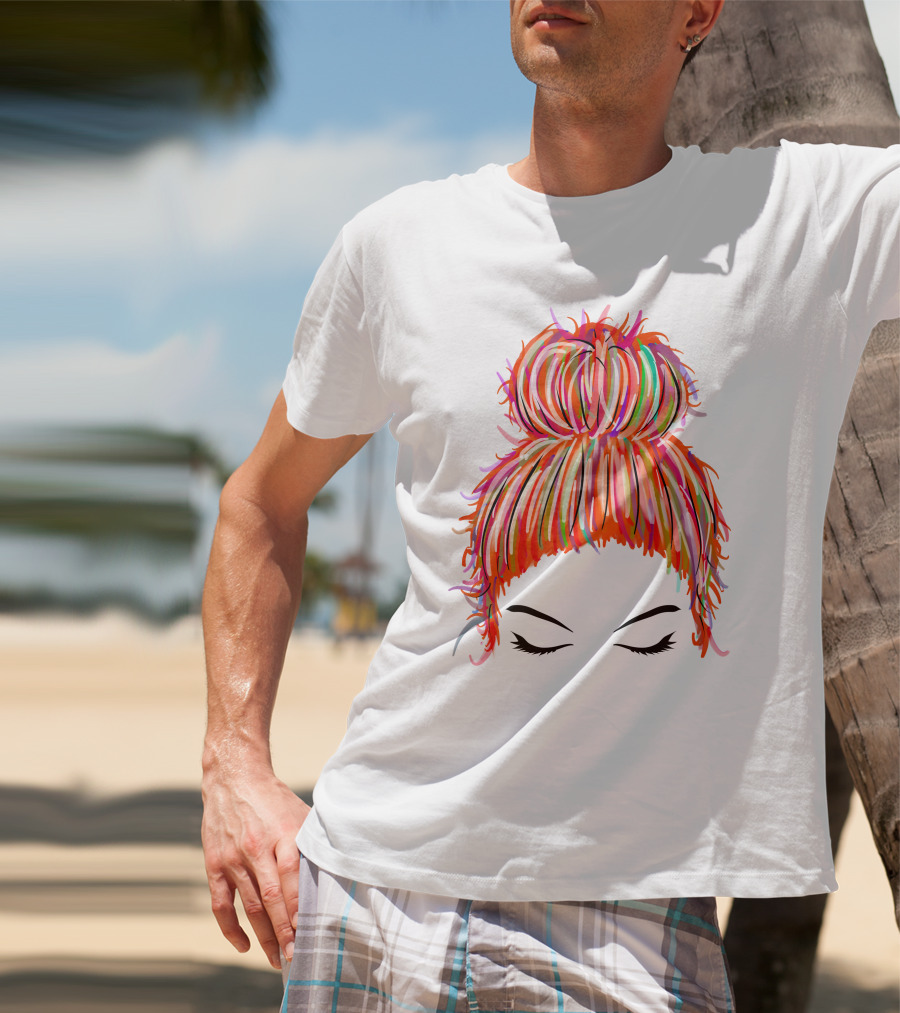 Messy Bun Hair Munlife Colorful Updo T-Shirt