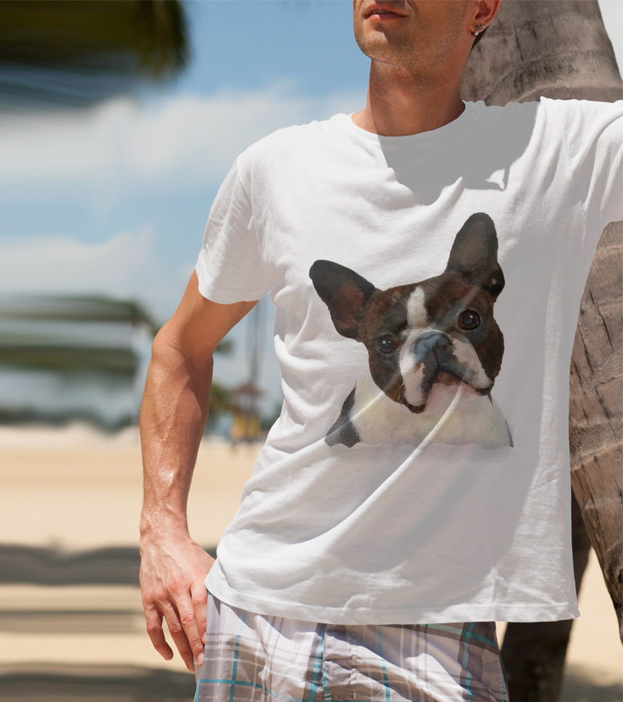 Watercolor French Bulldog Head T-Shirt