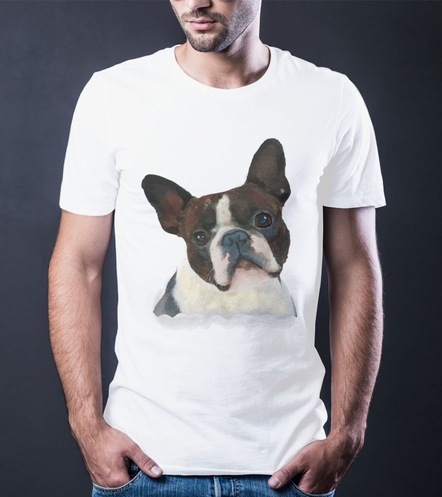 Watercolor French Bulldog Head T-Shirt