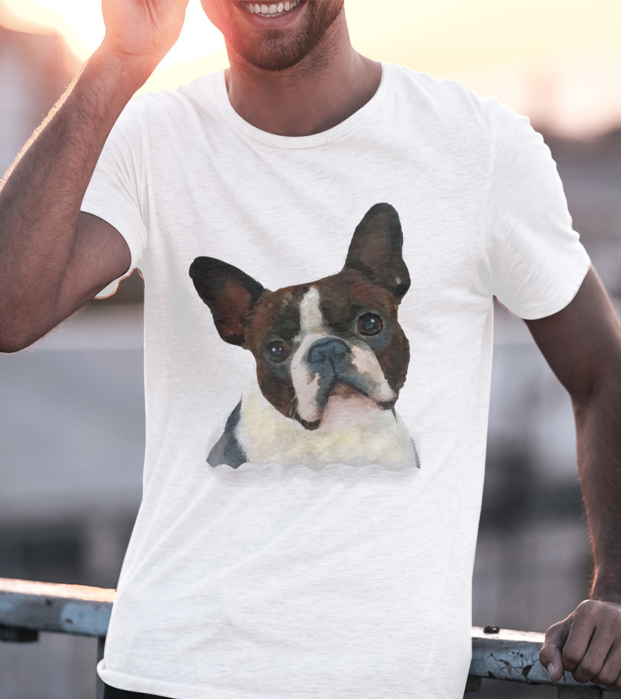 Watercolor French Bulldog Head T-Shirt