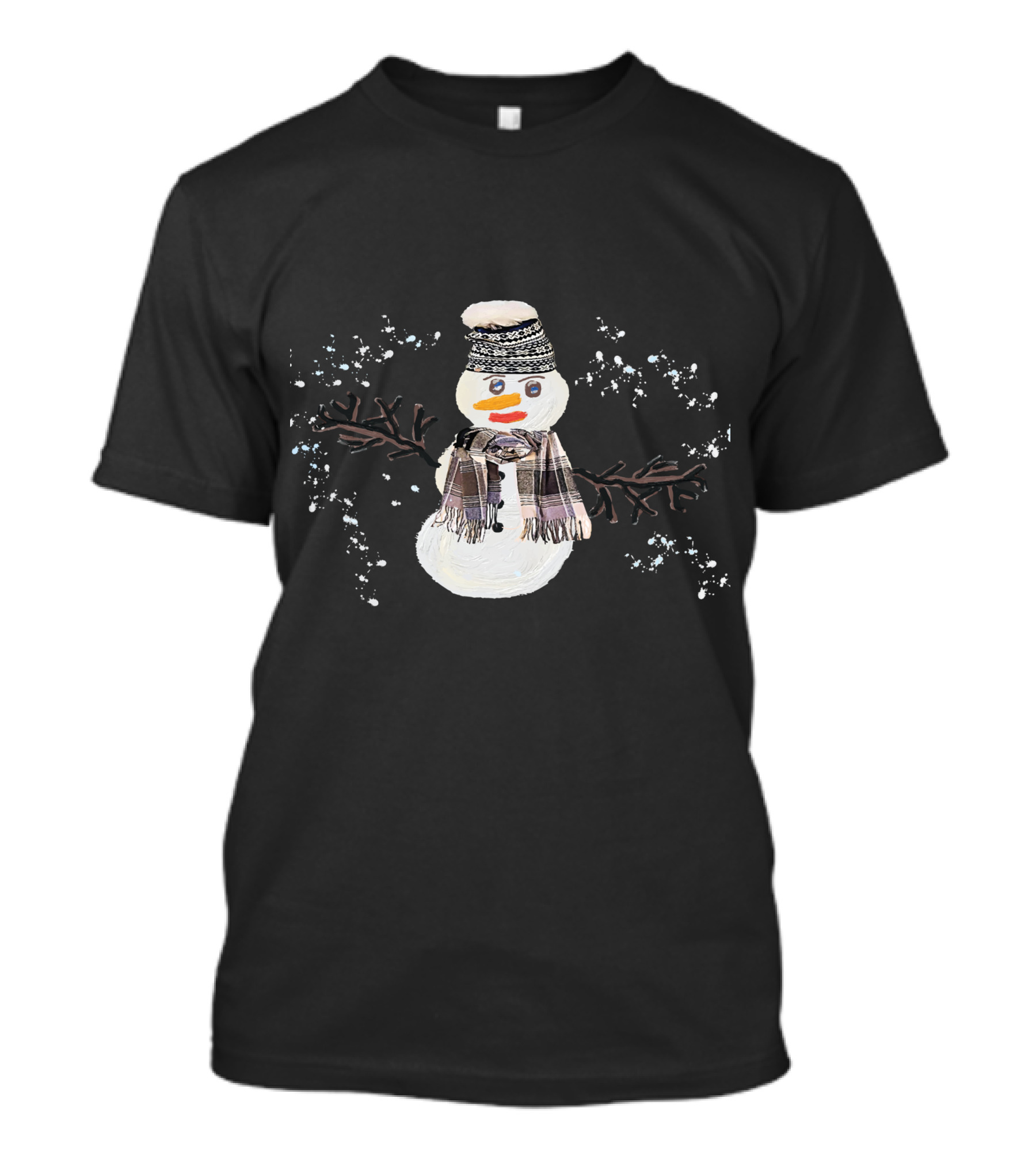 Watercolor Christmas Snowman With Hat And Scarf T-Shirt