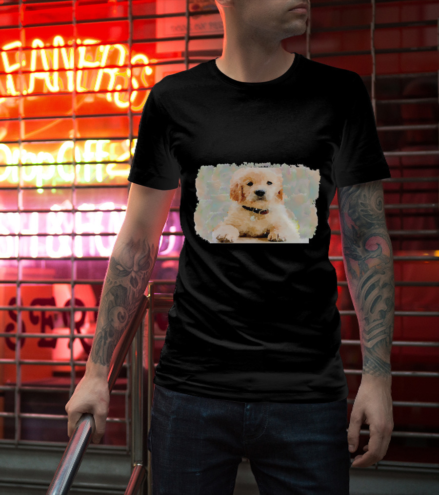 Watercolor Puppy Dog Golden Retriever Pastel Abstract T-Shirt
