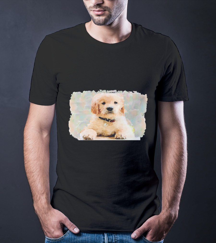 Watercolor Puppy Dog Golden Retriever Pastel Abstract T-Shirt