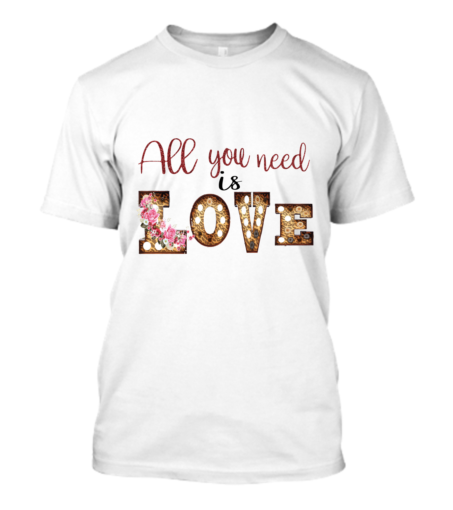 All You Need Is Love Floral Marquee Lights T-Shirt