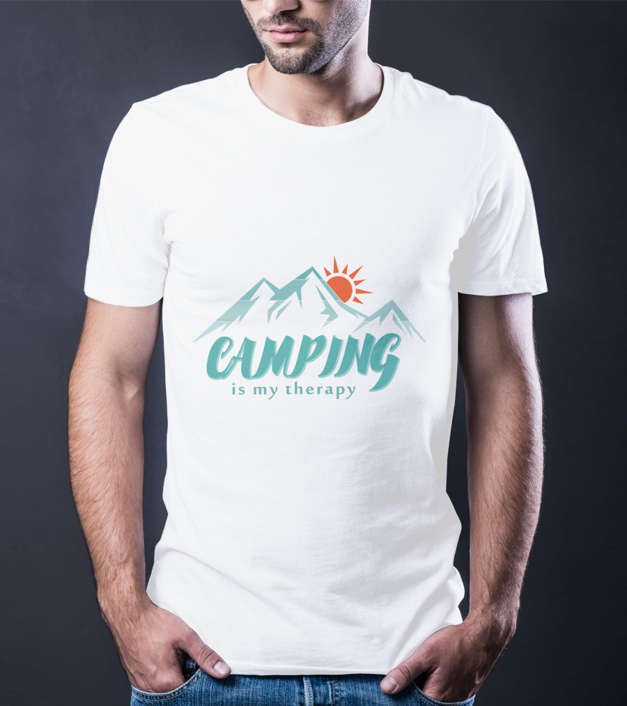 Camping Is My Therapy Mountains Sun T-Shirt