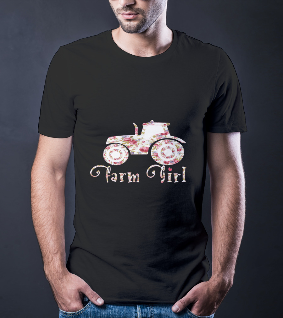 Farm Girl Floral Tractor T-Shirt