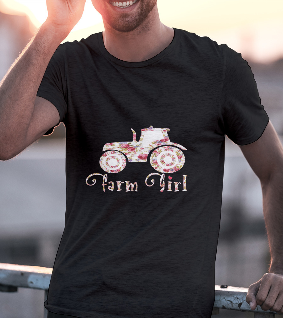 Farm Girl Floral Tractor T-Shirt