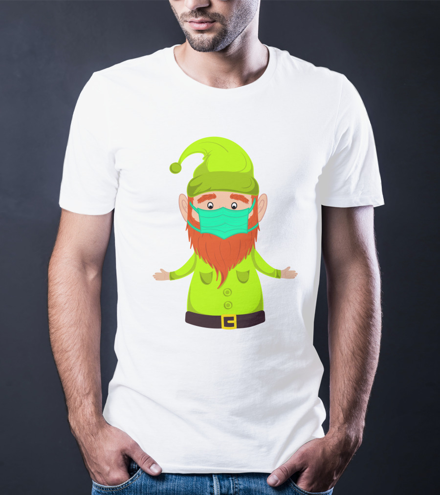 Gnome With Green Hat Wearing Face Mask T-Shirt