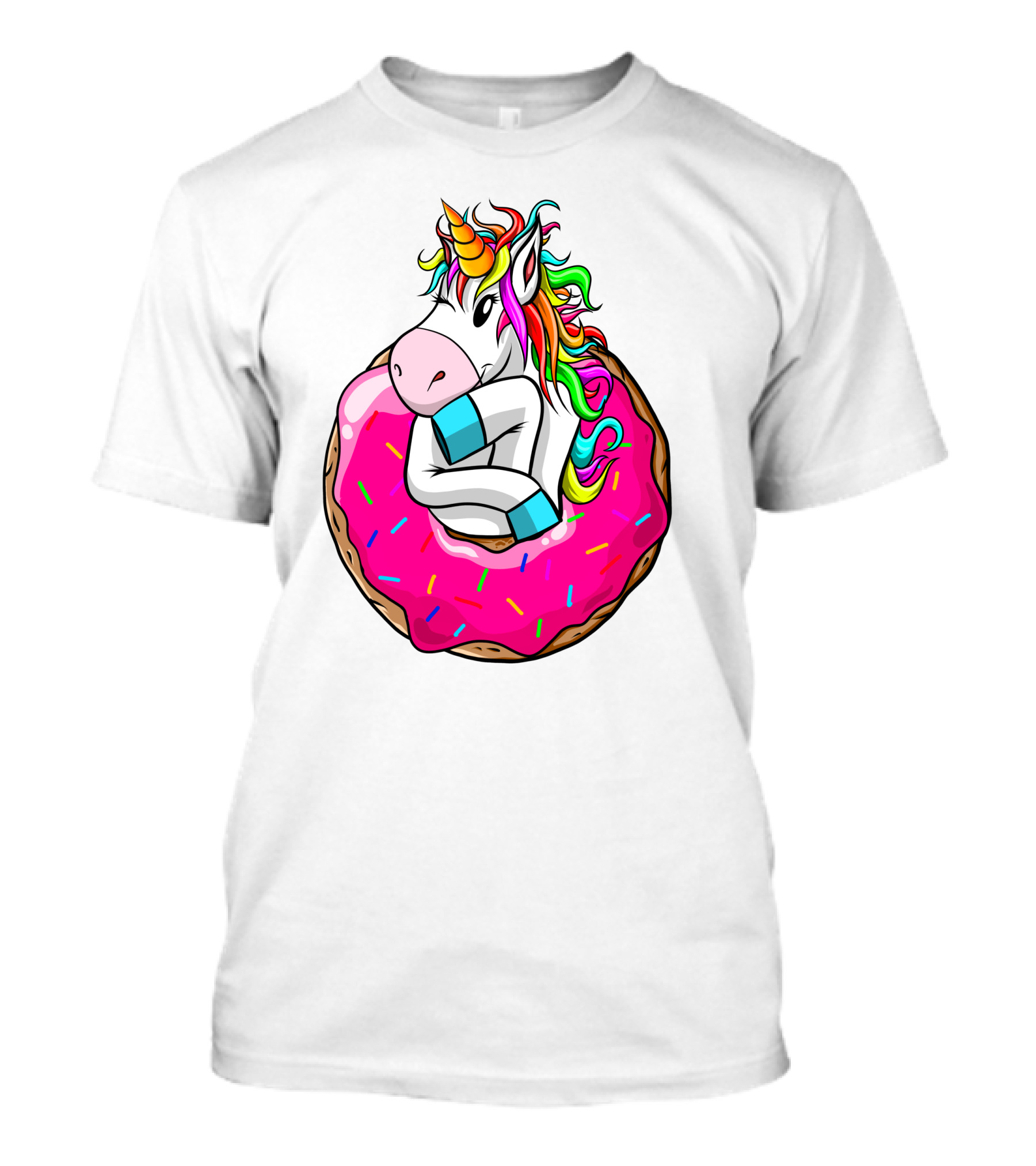 Unicorn Donut Cake Rainbow Horn Pink Sprinkles T-Shirt