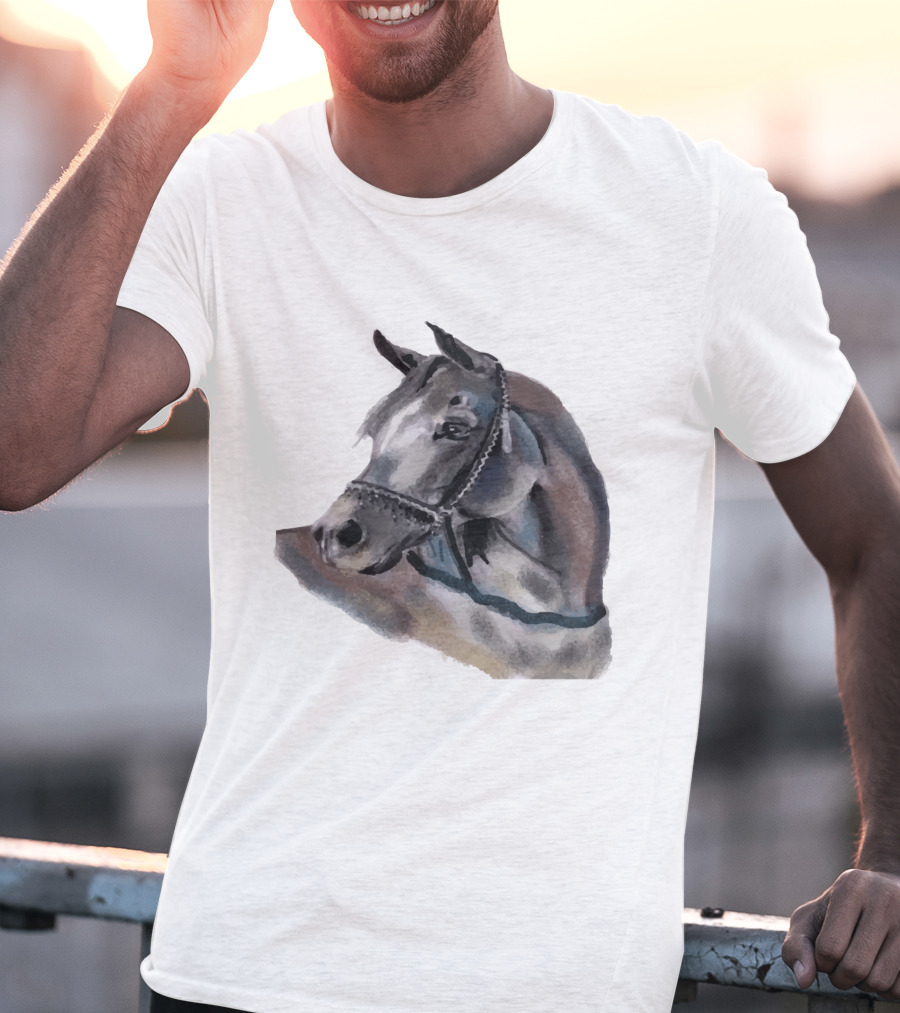 Watercolor Portrait Of Arabian Horse Head T-Shirt