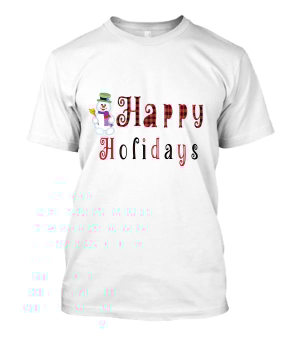 Happy Holidays Christmas Snowman With Plaid Letters T-Shirt