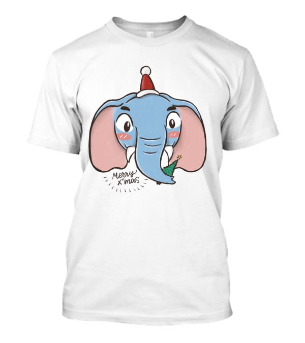 Merry X'mas Elephant Cartoon Christmas Animal T-Shirt