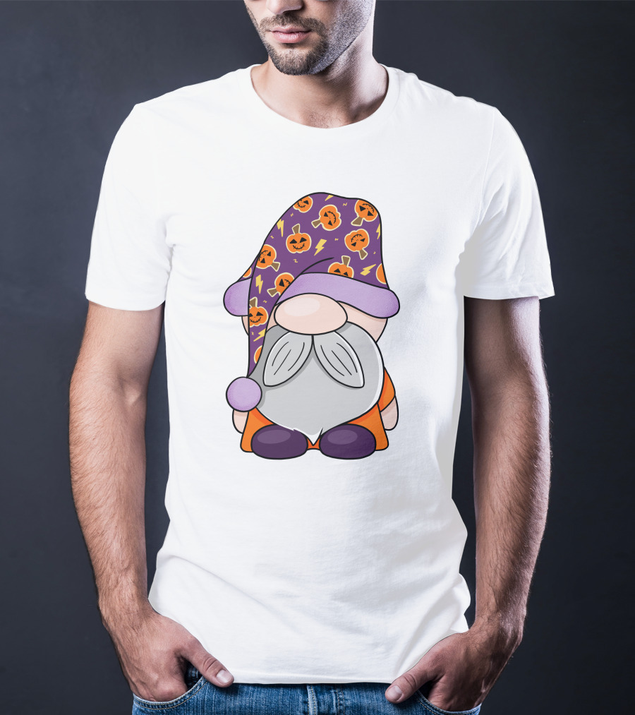 Fantastic Gnome Halloween Pumpkin Pattern Hat And Costume T-Shirt