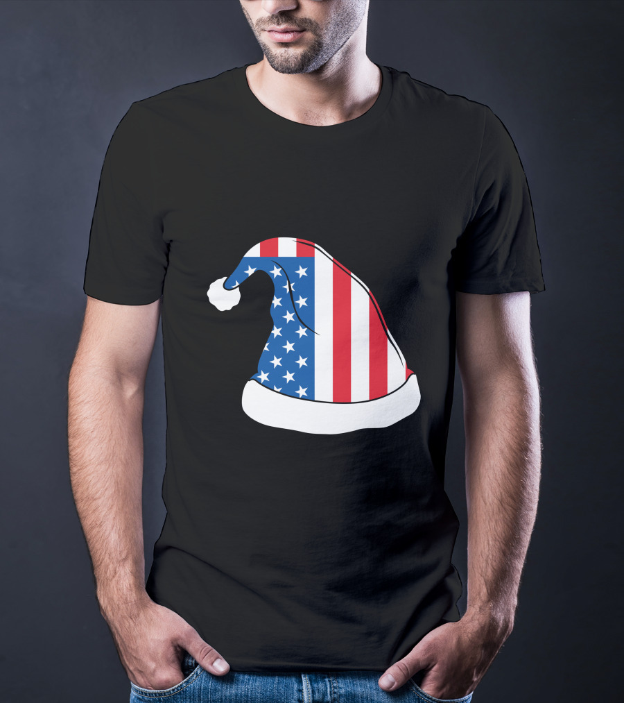 USA Flag Santa Hat Christmas Hat T-Shirt