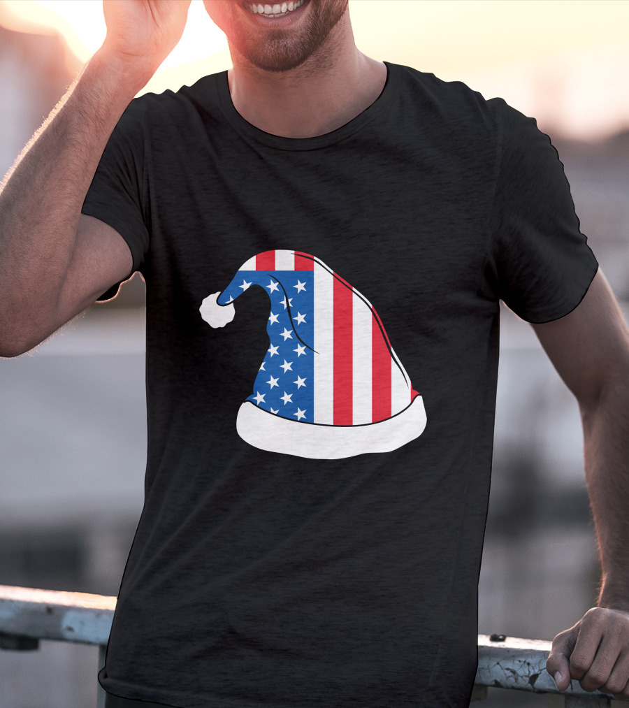USA Flag Santa Hat Christmas Hat T-Shirt