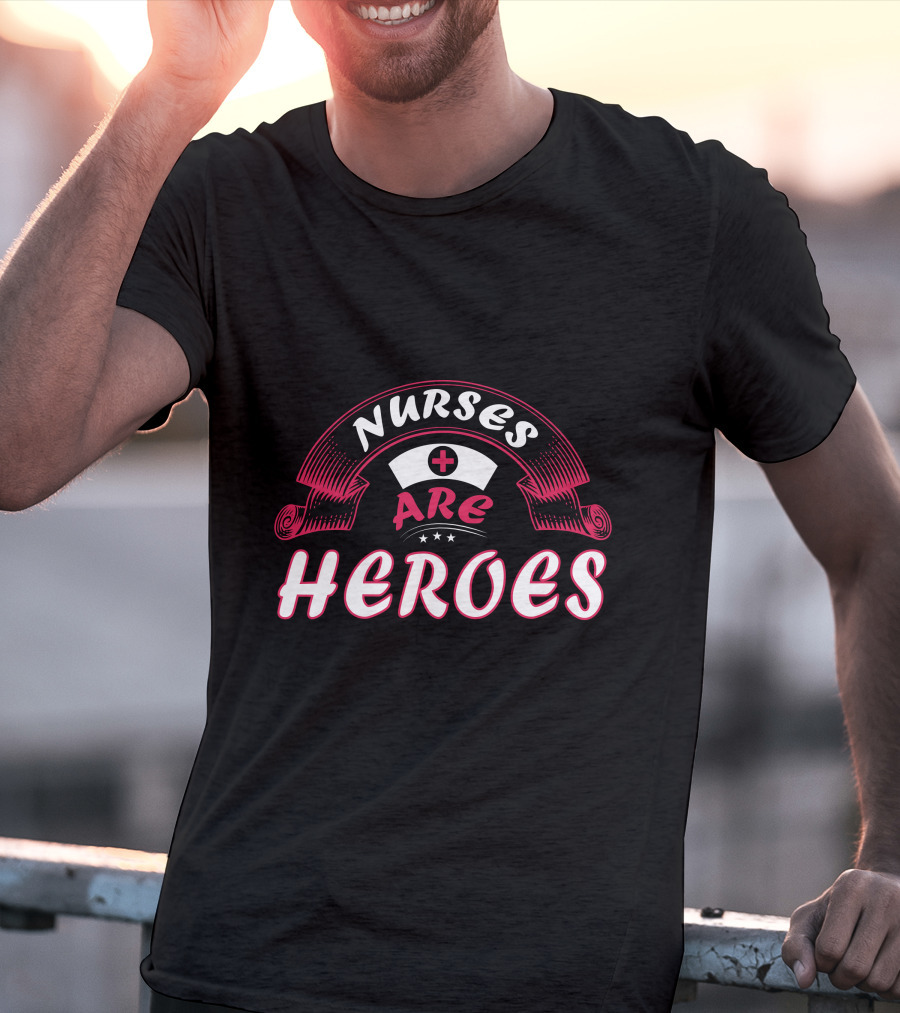 Nurses Are Heroes Red Cross Nurse Hat T-Shirt