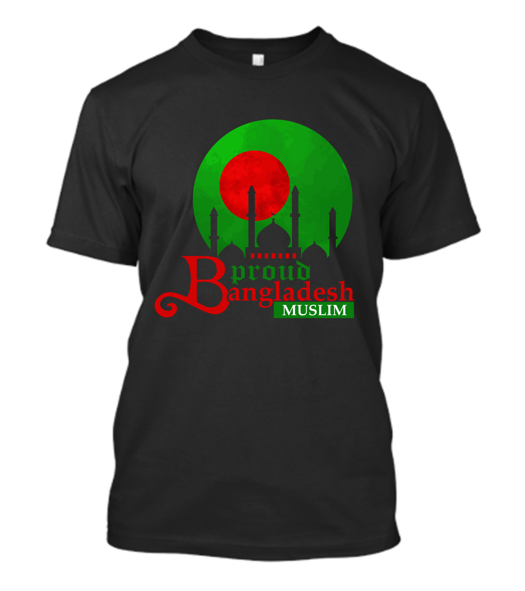 Proud Bangladesh Muslim Mosque Silhouette Flag T-Shirt
