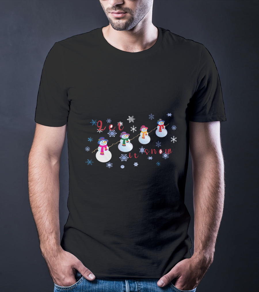 Let It Snow Christmas Snowmen And Snowflakes T-Shirt