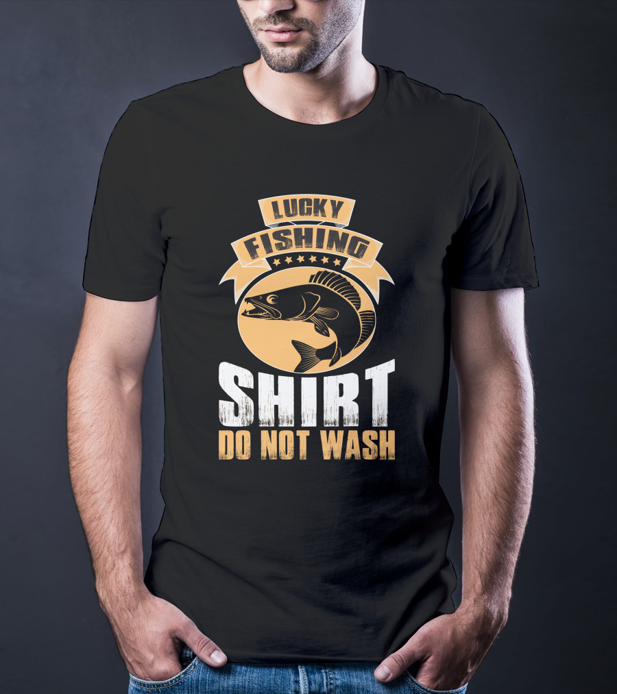 Lucky Fishing Shirt Do Not Wash Fish Emblem T-Shirt