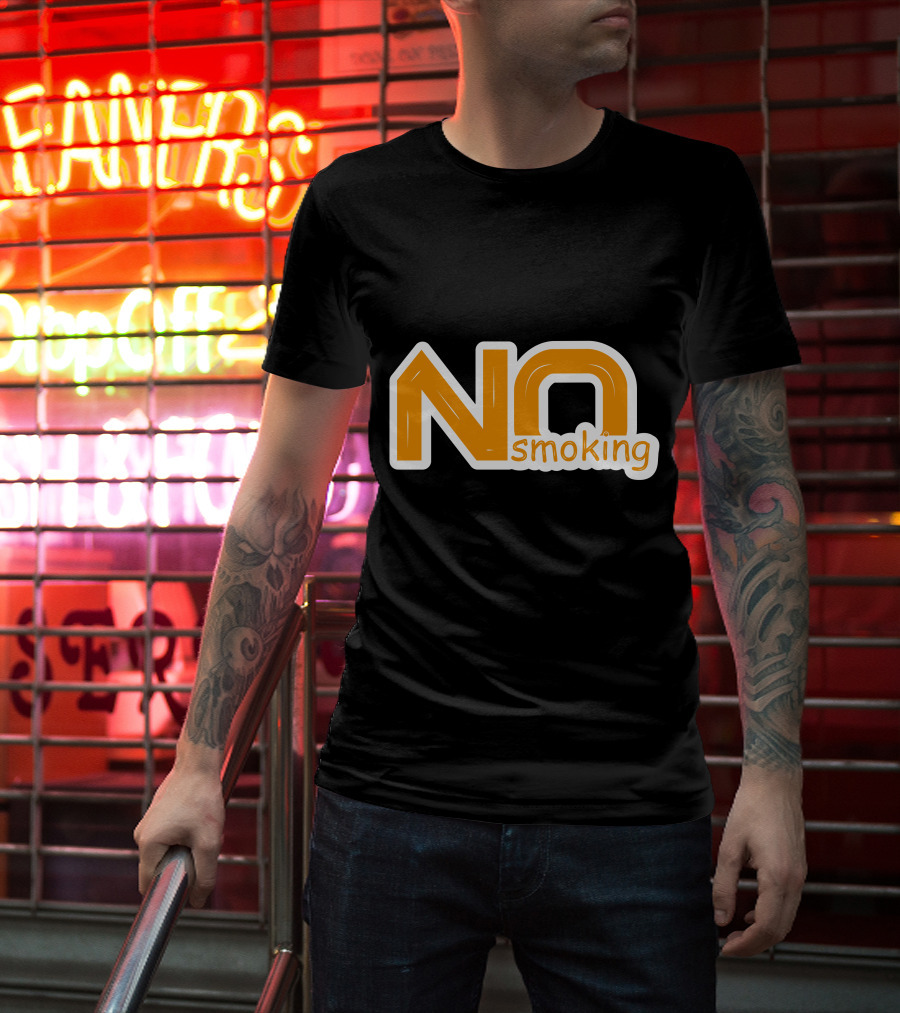 NO Smoking Style Bold Orange Text T-Shirt