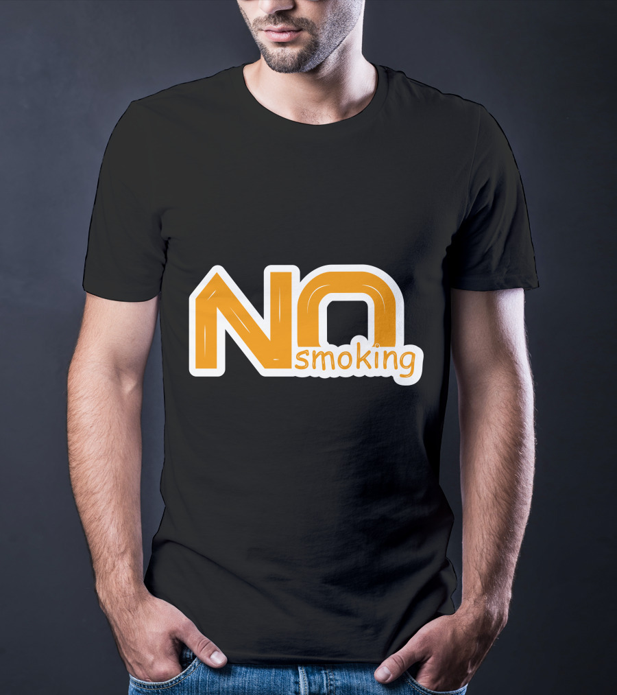 NO Smoking Style Bold Orange Text T-Shirt