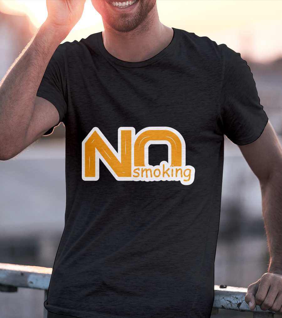 NO Smoking Style Bold Orange Text T-Shirt