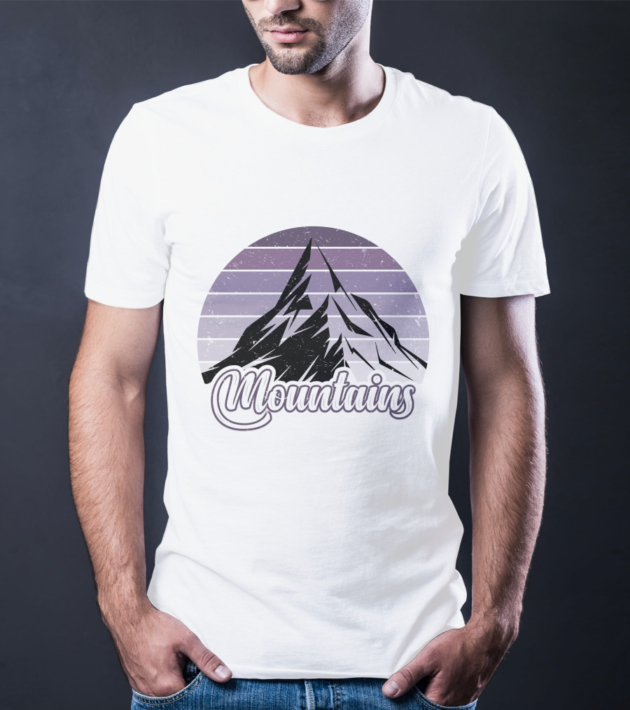 Mountains Vintage Retro Sunset Camping T-Shirt