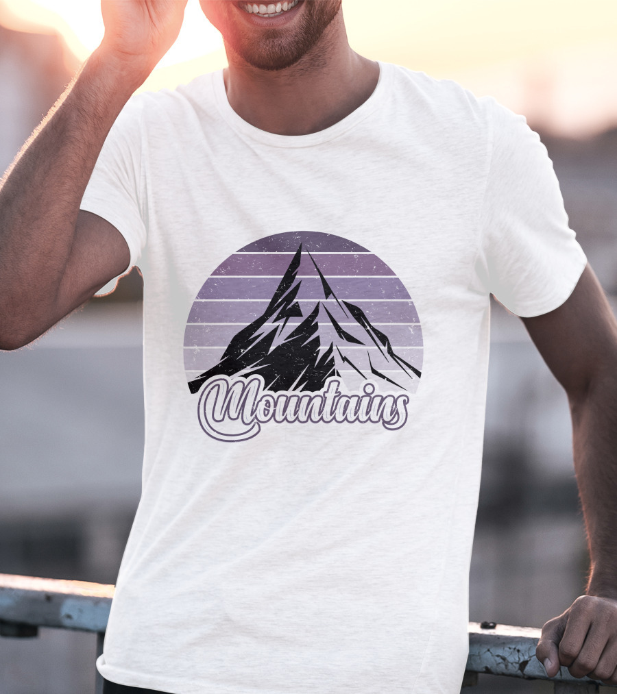 Mountains Vintage Retro Sunset Camping T-Shirt