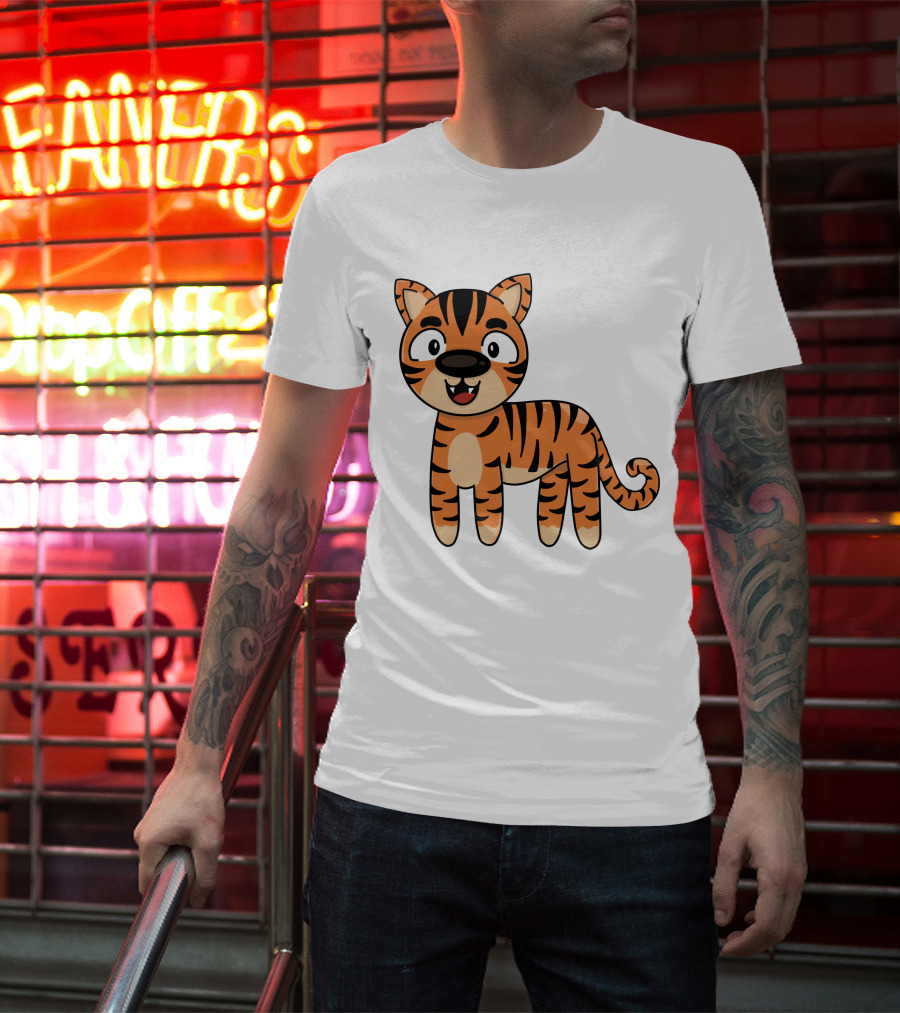 Adorable Striped Cartoon Baby Tiger T-Shirt