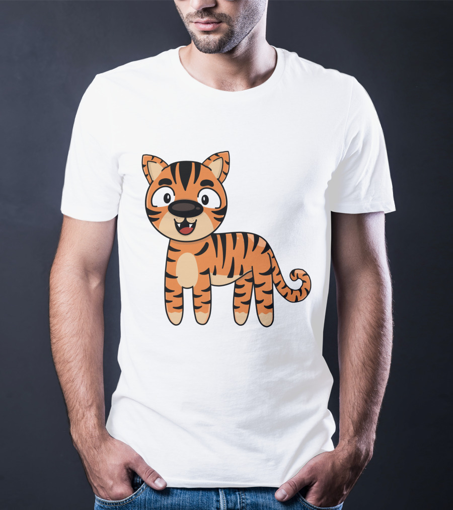 Adorable Striped Cartoon Baby Tiger T-Shirt