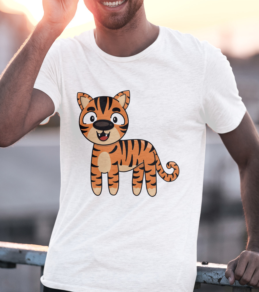 Adorable Striped Cartoon Baby Tiger T-Shirt