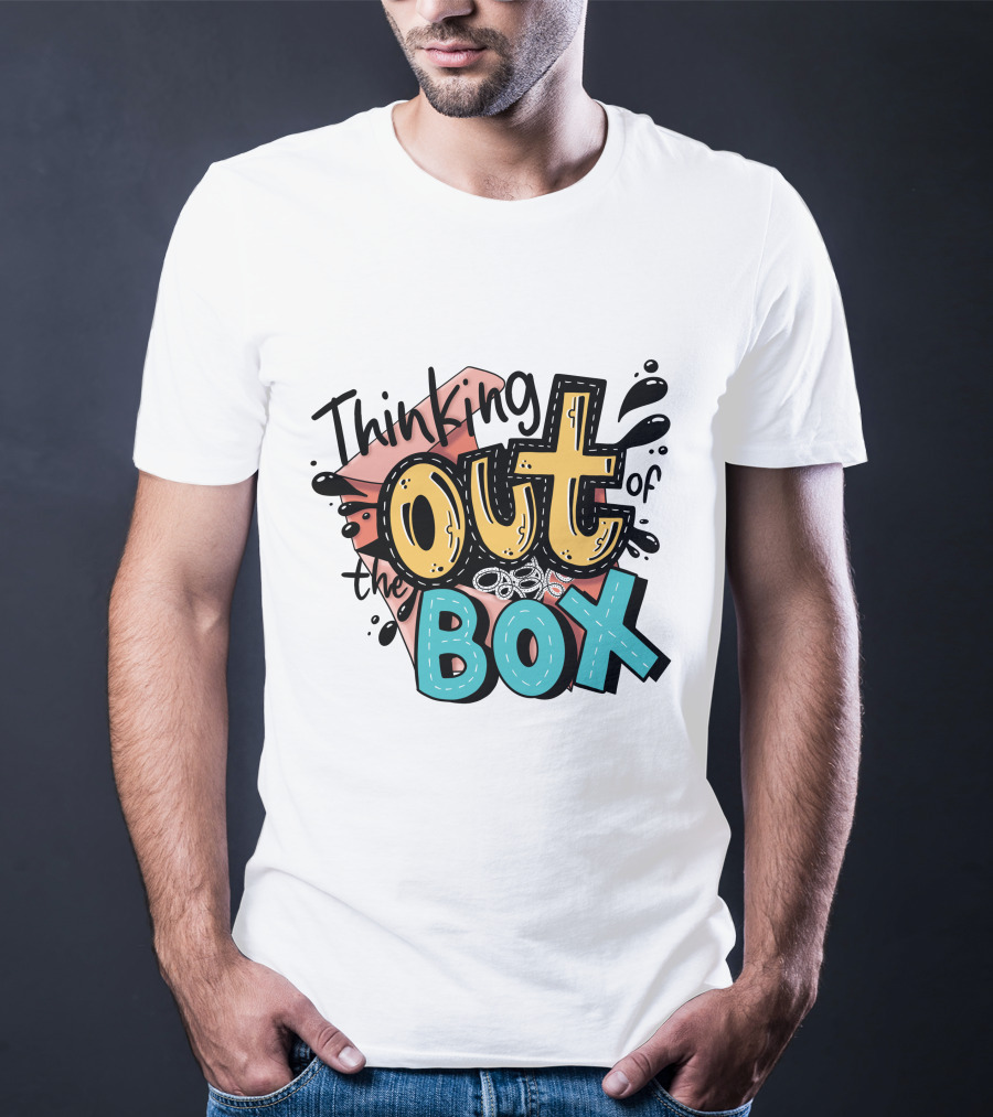 Thinking Out Of The Box Creative Typography T-Shirt