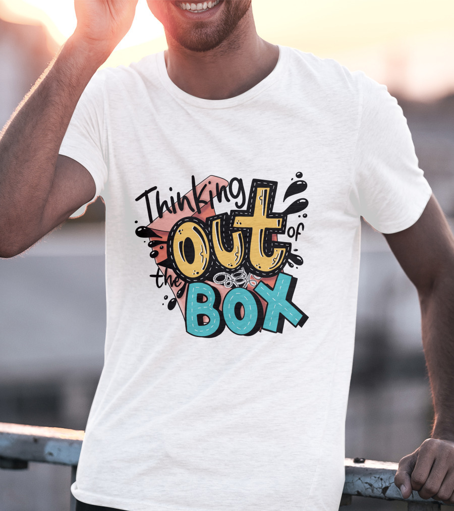 Thinking Out Of The Box Creative Typography T-Shirt