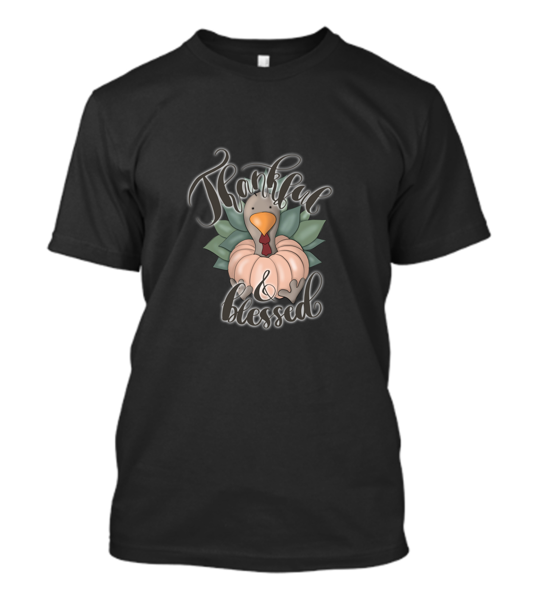 Thankful And Blessed Fall Sublimation Thanksgiving Turkey Pumpkin T-Shirt