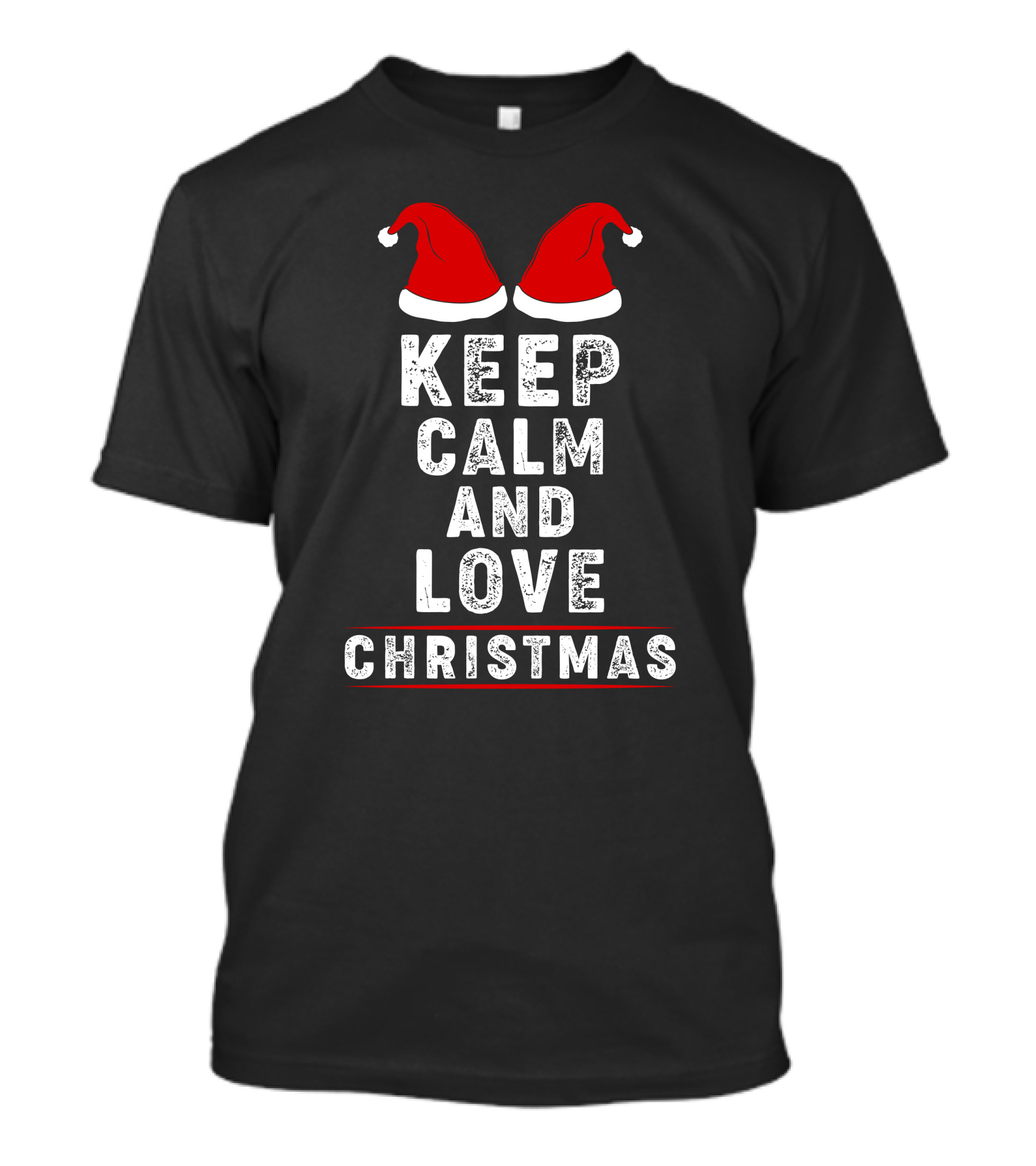 Keep Calm And Love Christmas Santa Hats T-Shirt