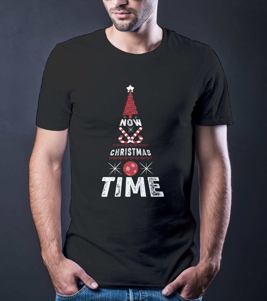 Now Christmas Time Tree With Candy Canes And Star T-Shirt