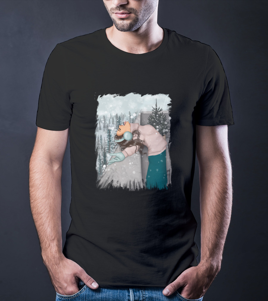 Best Wish In Winter Embracing Snowfall In Forest Scene T-Shirt