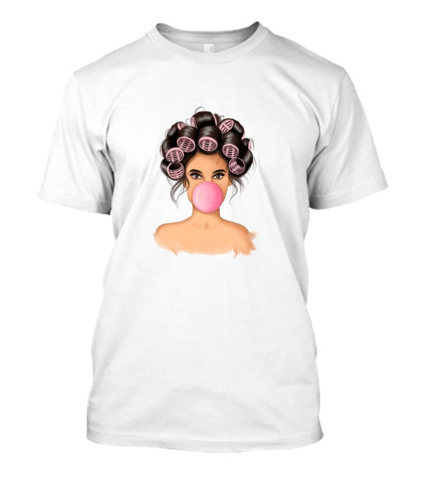 Bubble Gum Girl Hair Curlers T-Shirt