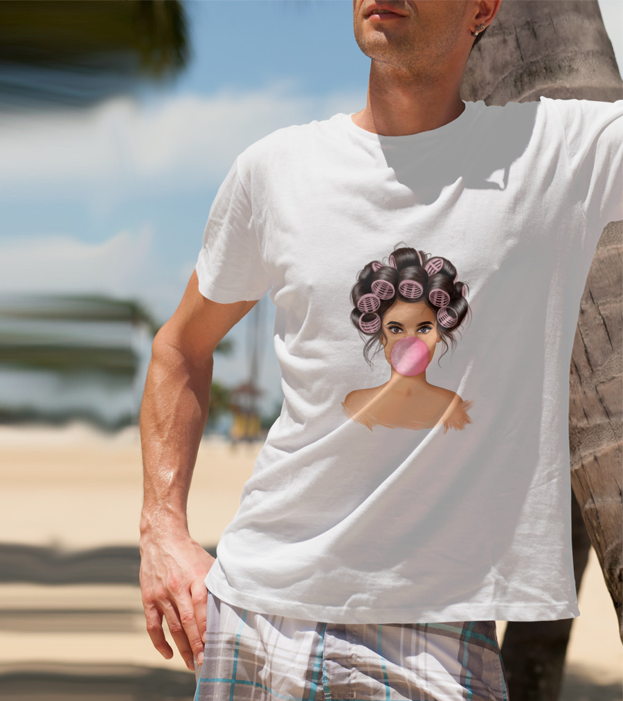 Bubble Gum Girl Hair Curlers T-Shirt