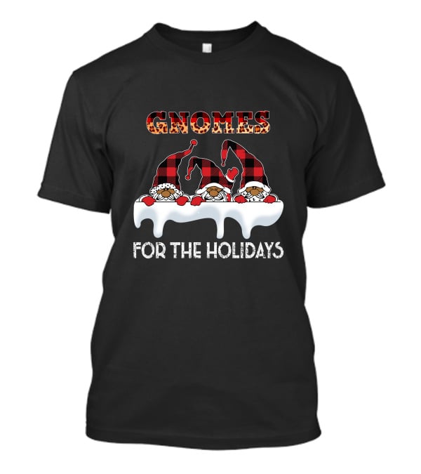 Gnomes For The Holidays Plaid Hat Christmas Cheer T-Shirt