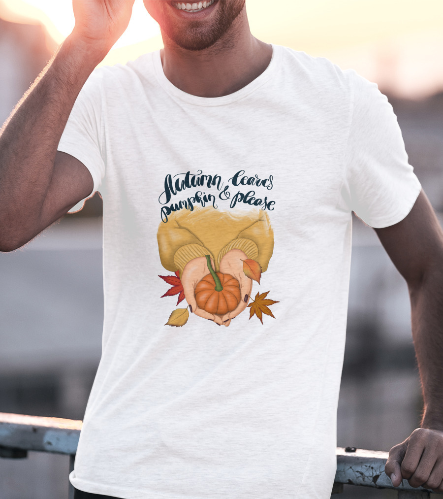 Autumn Leaves Pumpkin Please Cozy Fall Vibes T-Shirt