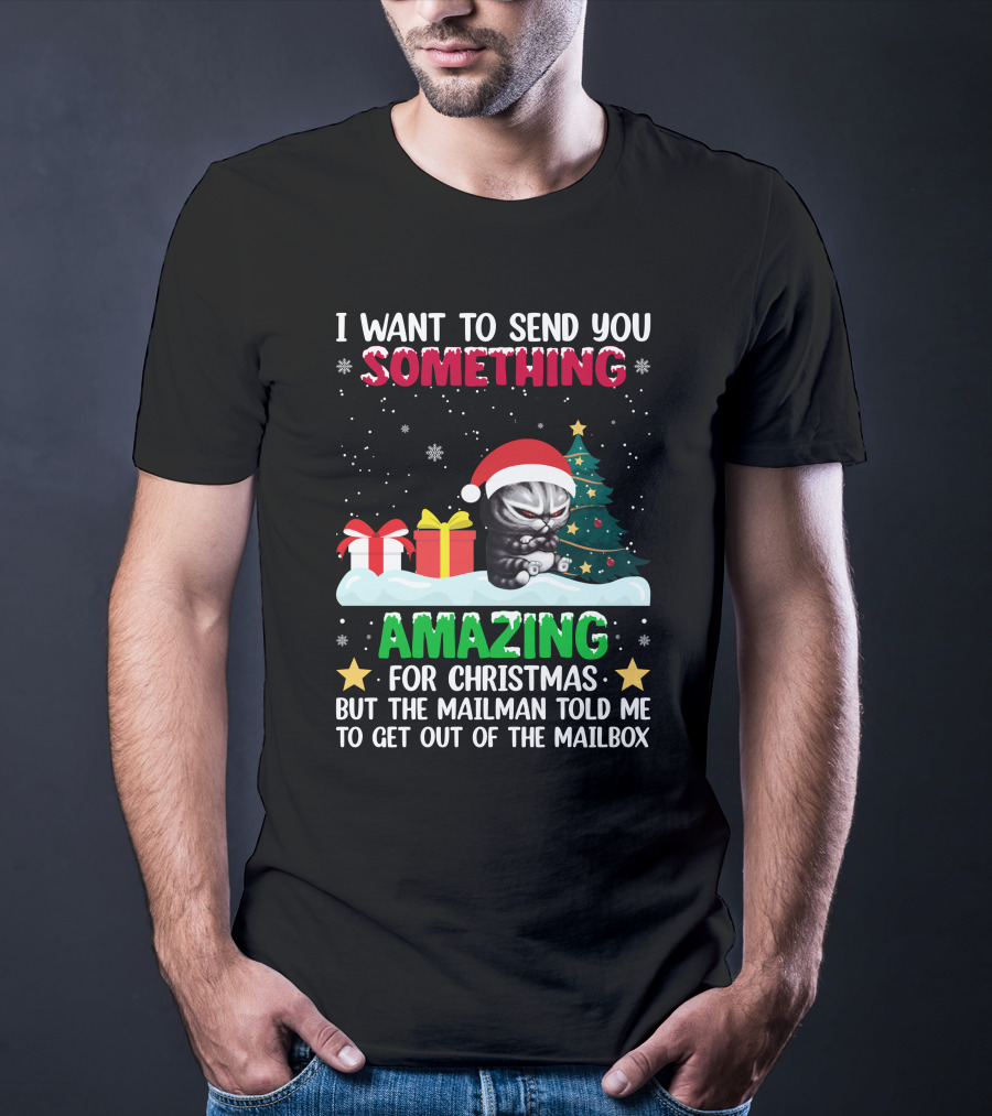 I Want To Send You Something Amazing For Christmas But The Mailman Told Me To Get Out Of The Mailbox Cat T-Shirt
