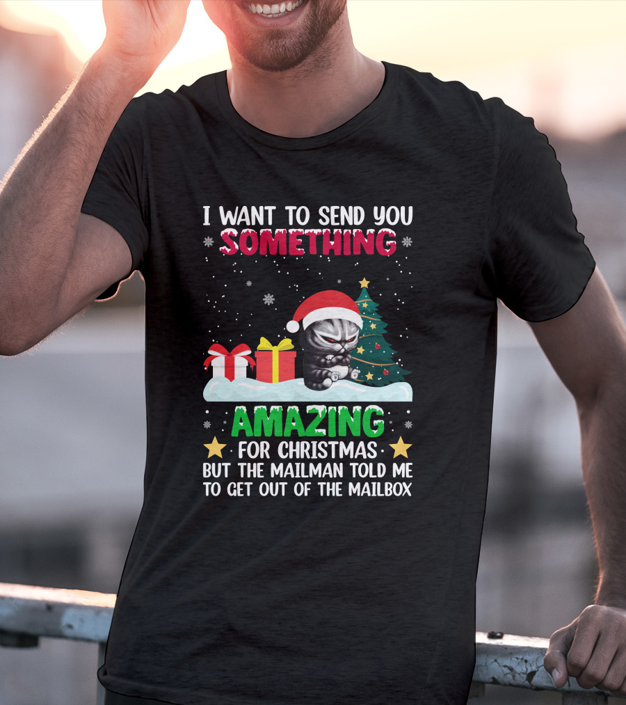 I Want To Send You Something Amazing For Christmas But The Mailman Told Me To Get Out Of The Mailbox Cat T-Shirt