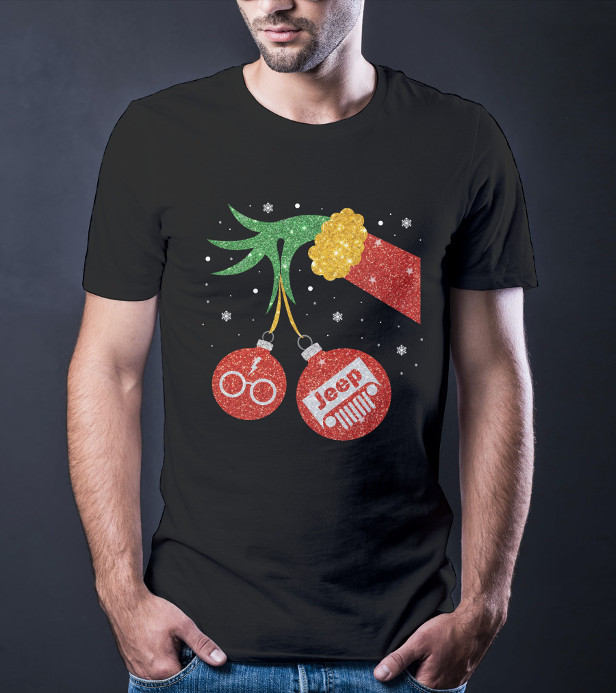 Jeep Grinch Hand Christmas Ornament Harry Glasses T-Shirt
