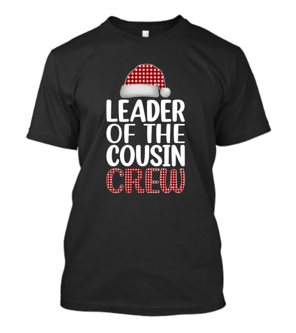 Leader Of The Cousin Crew Christmas Santa Hat Plaid T-Shirt