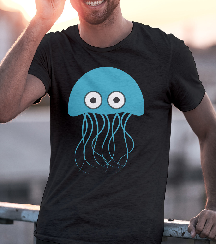 Cartoon Jellyfish Blue Eyes T-Shirt